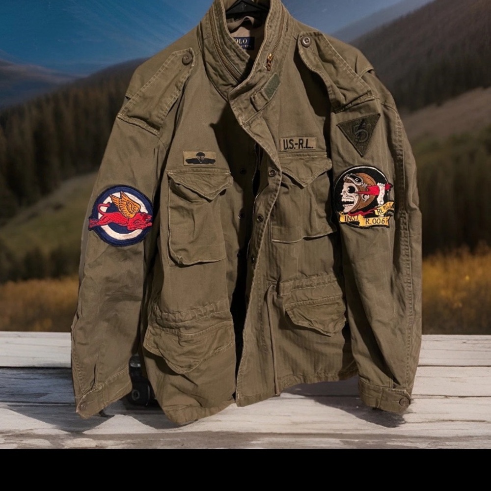 Polo Ralph Lauren Military Army M65 Skull Skeleton Patch Paratroops Field Jacket